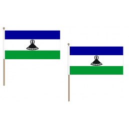 Lesotho Fabric National Hand Waving Flag Flags - United Flags And Flagstaffs