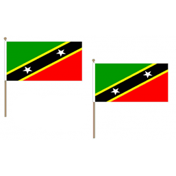 St Kitts and Nevis Fabric National Hand Waving Flag Flags - United Flags And Flagstaffs